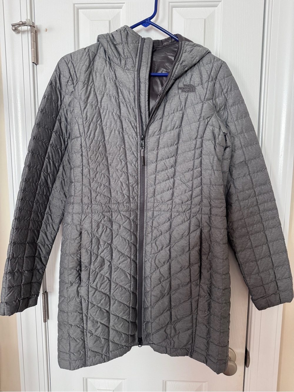 The North Face Women's Gray Quilted Hooded Puffer Coat
